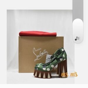 Christian Louboutin Green and Brown Platform Shoes